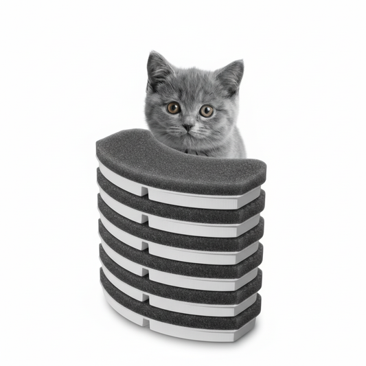 Kočka za filtry na bílém pozadí